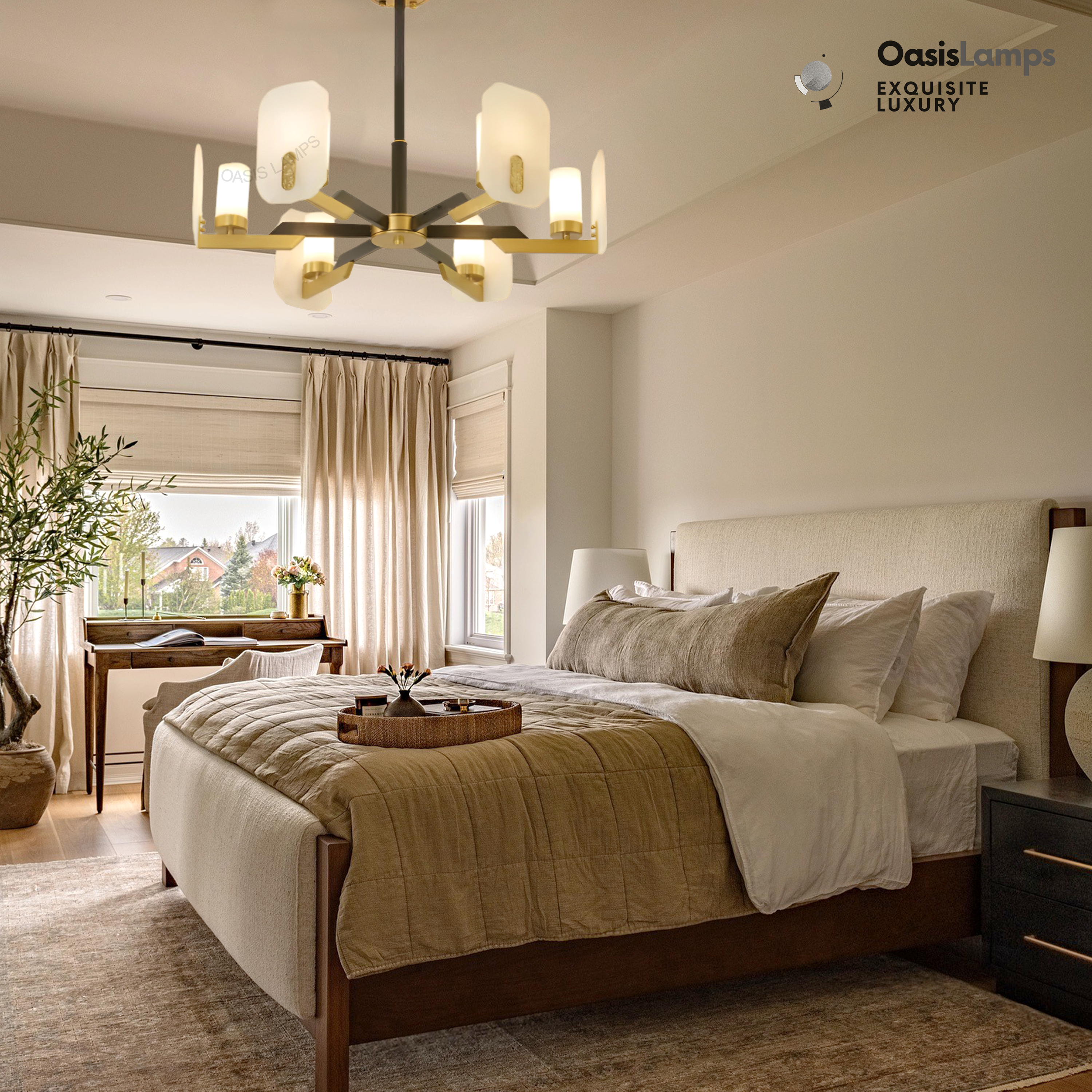 Janina Alabaster Flake Round chandelier#Size_6-Lights 27"D