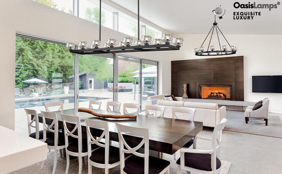 Vellum Rectangular Chandelier 59" 68"L#color_Black