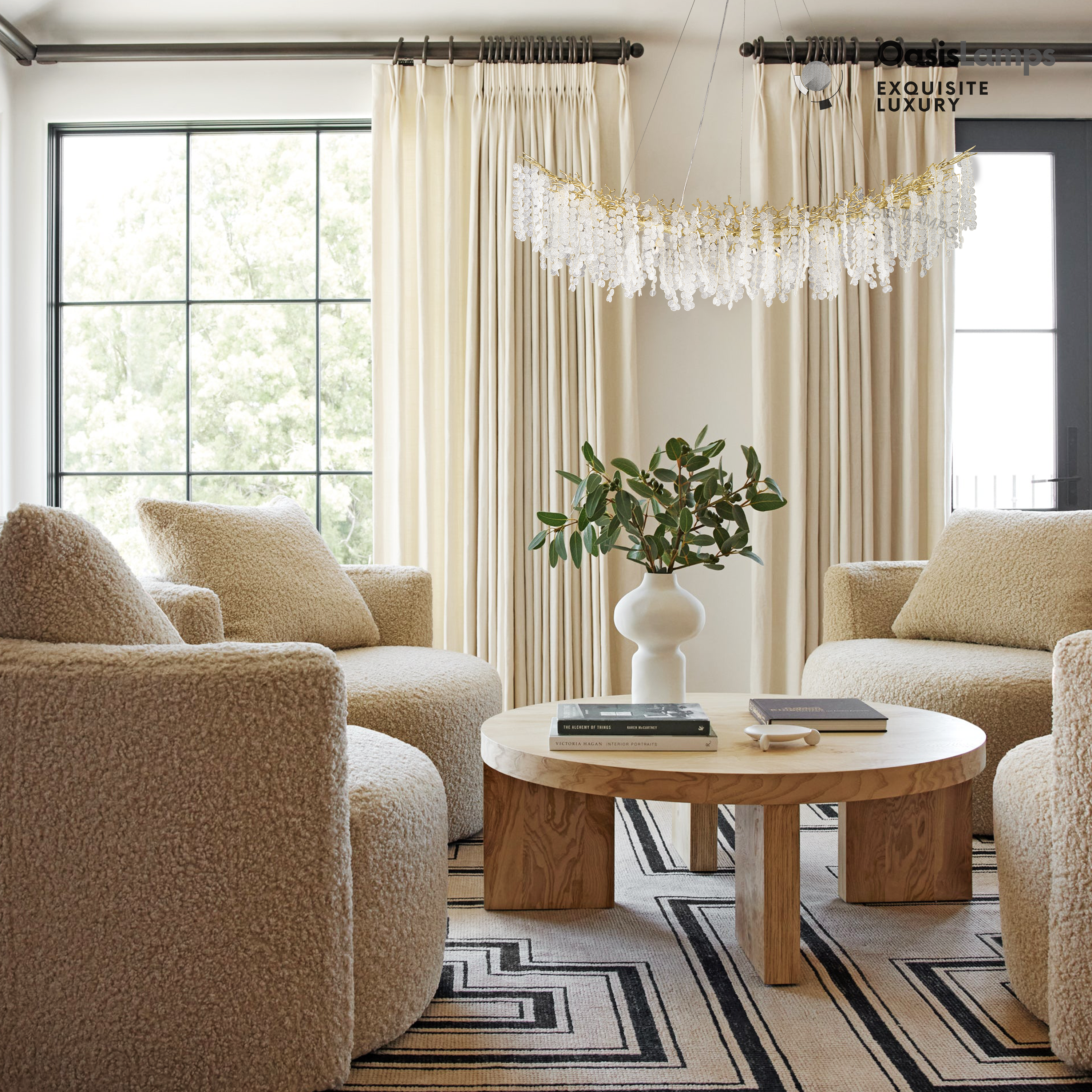 Shiro Noda Crystal Tree Branch Linear Chandelier 72"#Color_Brass,size_L-72in