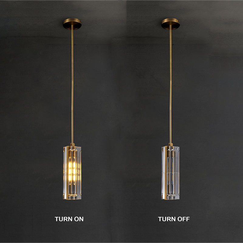 Golden Rectangular Crystal Pendant Lighting