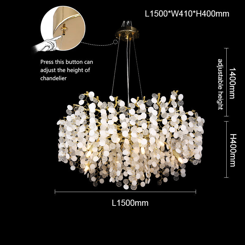 Salome Gold Blossom Crystal Oval Branch Chandelier For Living Room