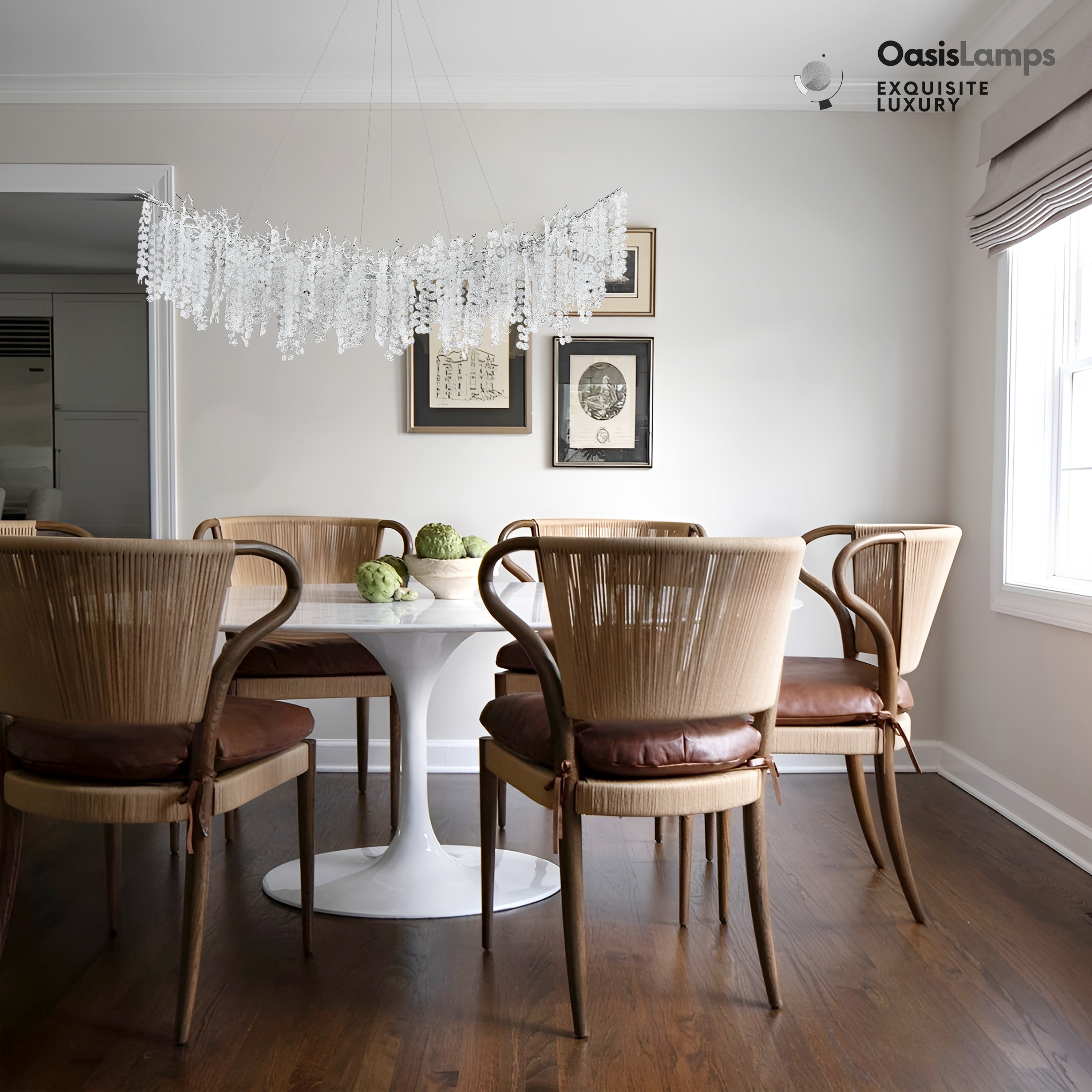 Shiro Noda Crystal Tree Branch Linear Chandelier 72"#Color_Silver,size_L-72in