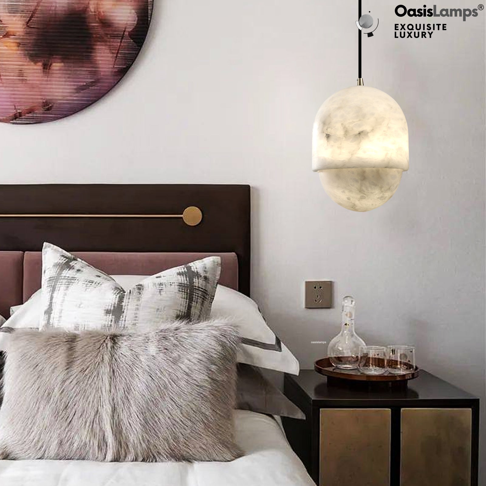 Hecate Alabaster Modern Pendant 6'' 7''D#color_brass