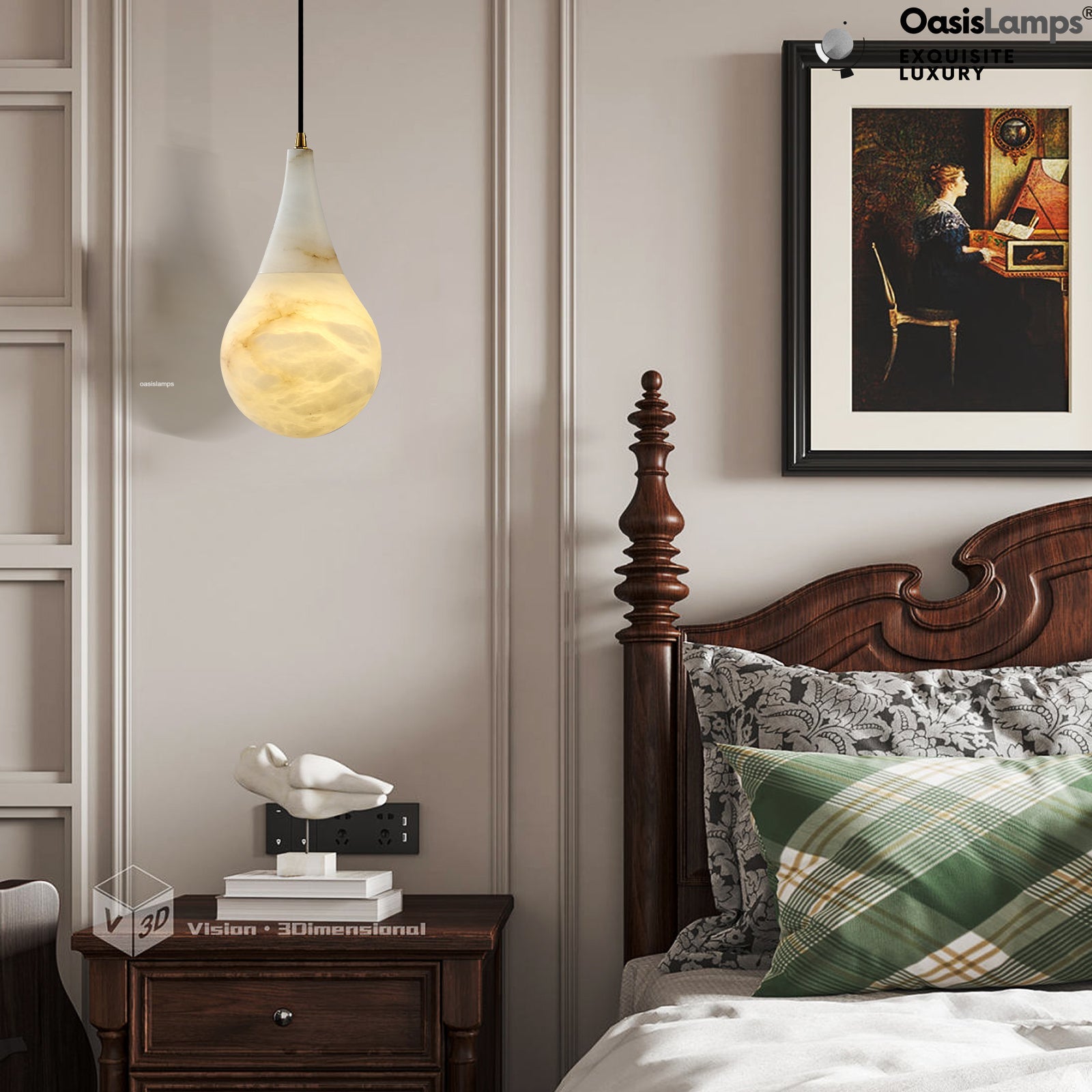 Ares Alabaster Modern Pendant 6" 7.1" D#color_brass