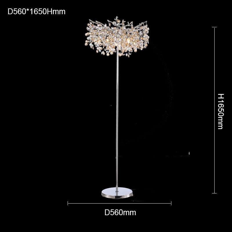 Circe Clear Crystal Floor Standing Lamp For Bedroom, Gold Floor Lamp