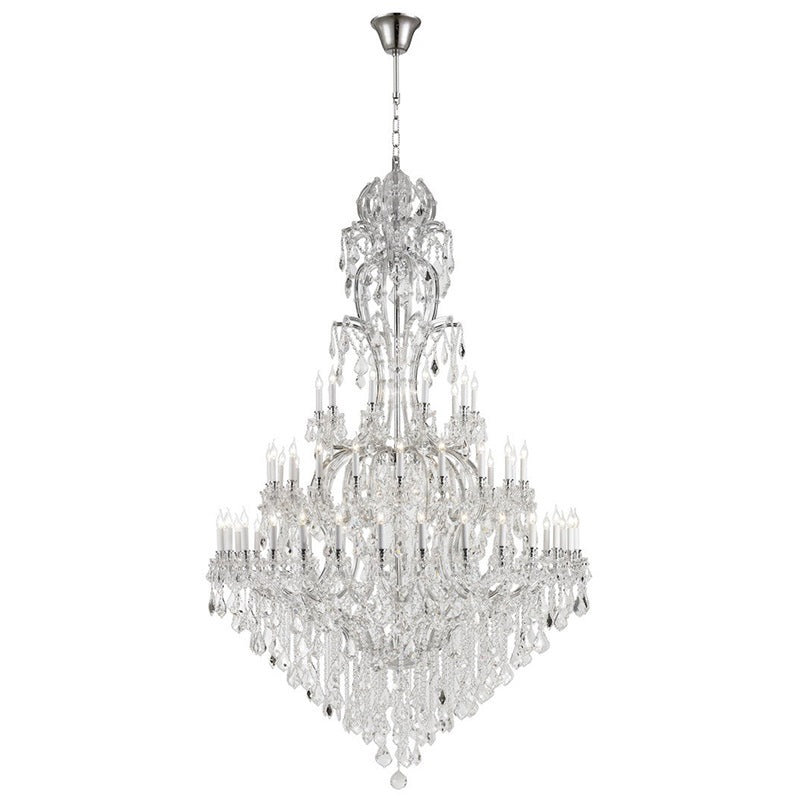 Traditional 65X106 Inch Huge High Ceiling Chandelier 60 Lights Elegant Large Gold Maria Theresa Crystal Chandelier