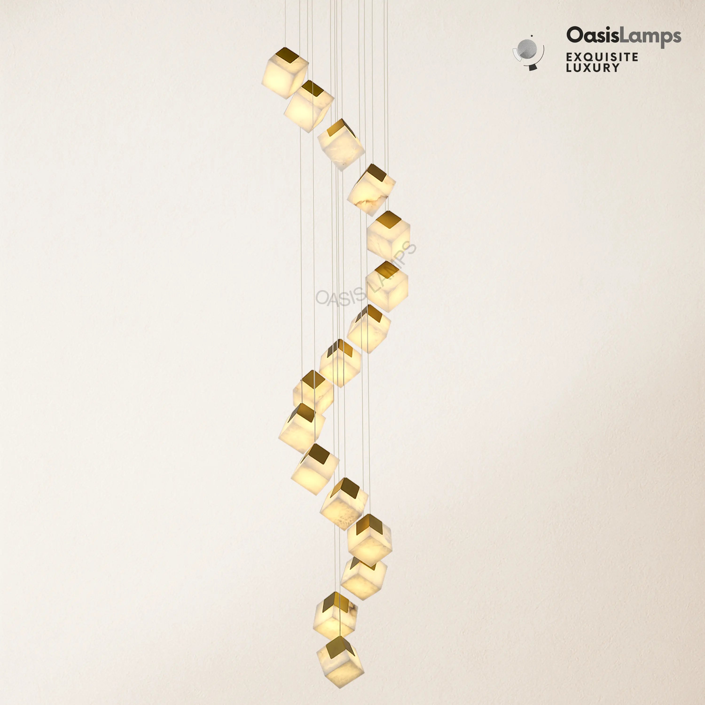 Dave Alabaster High Ceiling Staircase Chandelier 20'' 24''D#size_16-lights