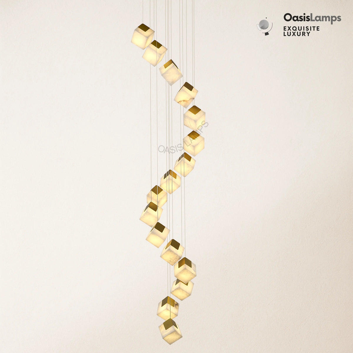 Dave Alabaster High Ceiling Staircase Chandelier 20'' 24''D#size_16-lights