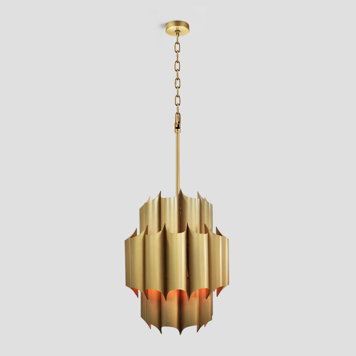 Brass Fluted Chandelier