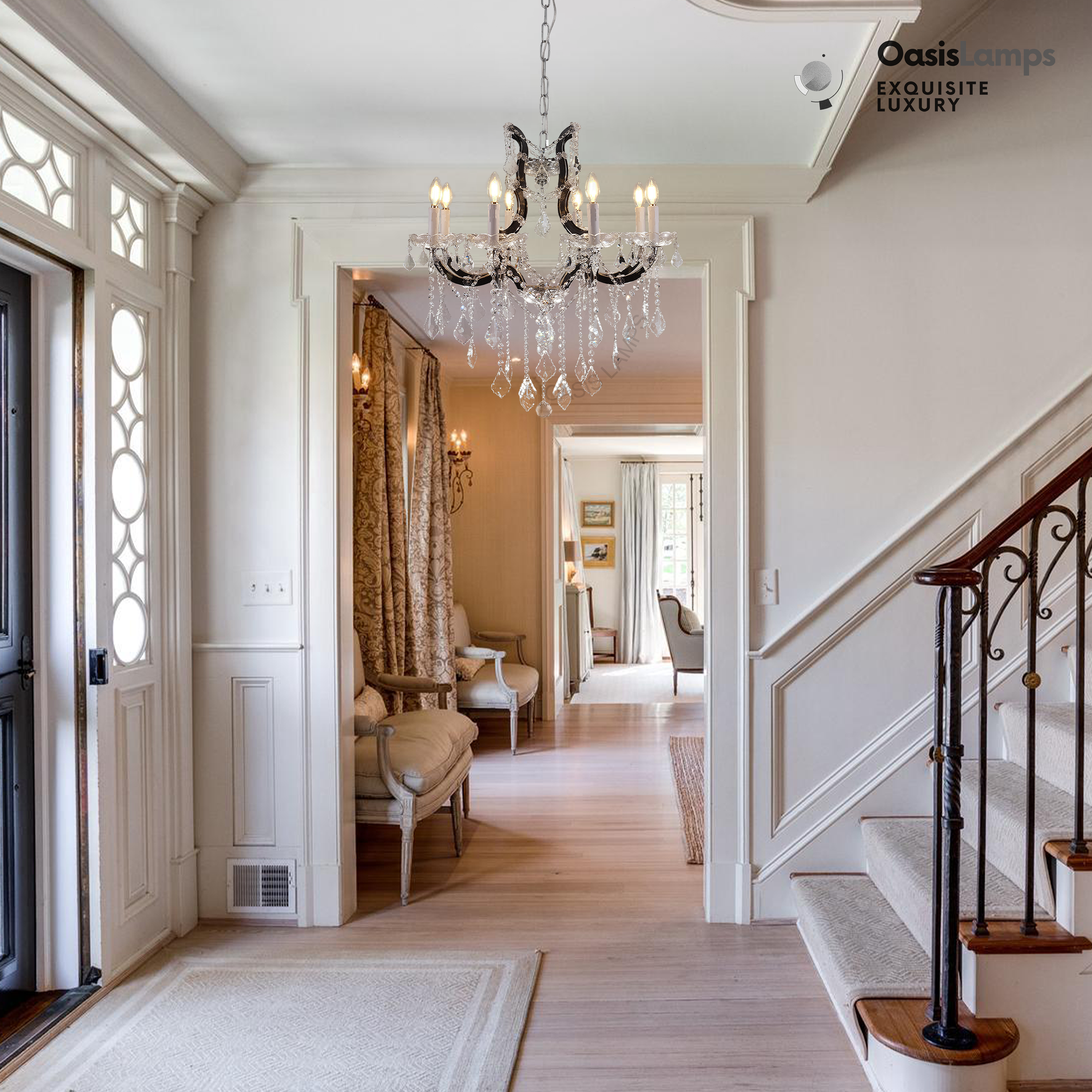 Crystal Candle Classical Chandelier 18" 40" 48"D#Size_18"