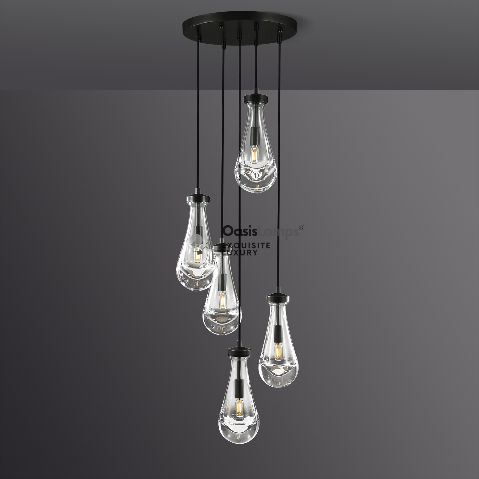 Raindrop Round Chandelier 5 LIGHTS D 14"