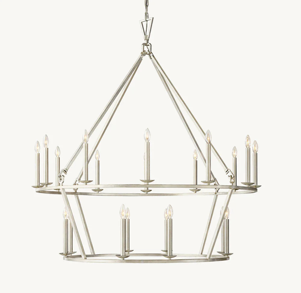 19TH C. ENGLISH OPENWORK TWO-TIER ROUND CHANDELIER 50"