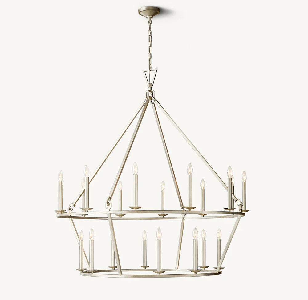 19TH C. ENGLISH OPENWORK TWO-TIER ROUND CHANDELIER 62"