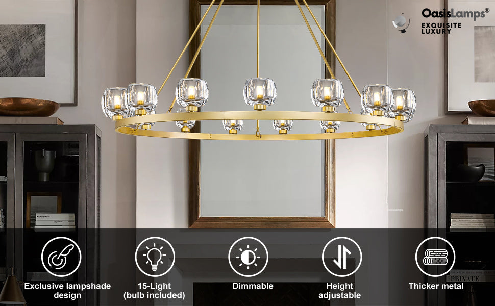 Vellum Round Chandelier 24" 36" 48" 59"D#color_brass