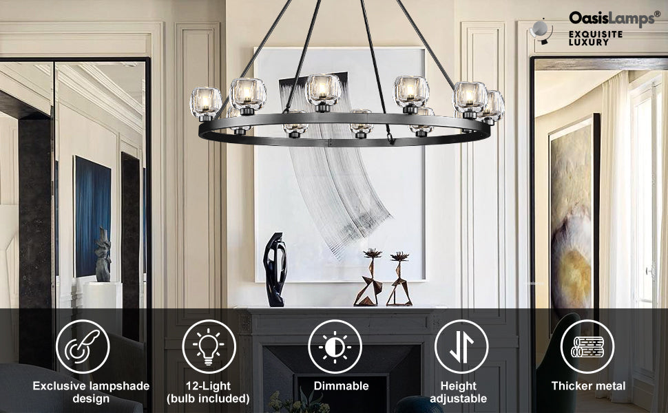 Vellum Round Chandelier 24" 36" 48" 59"D#size_48"-round,color_black