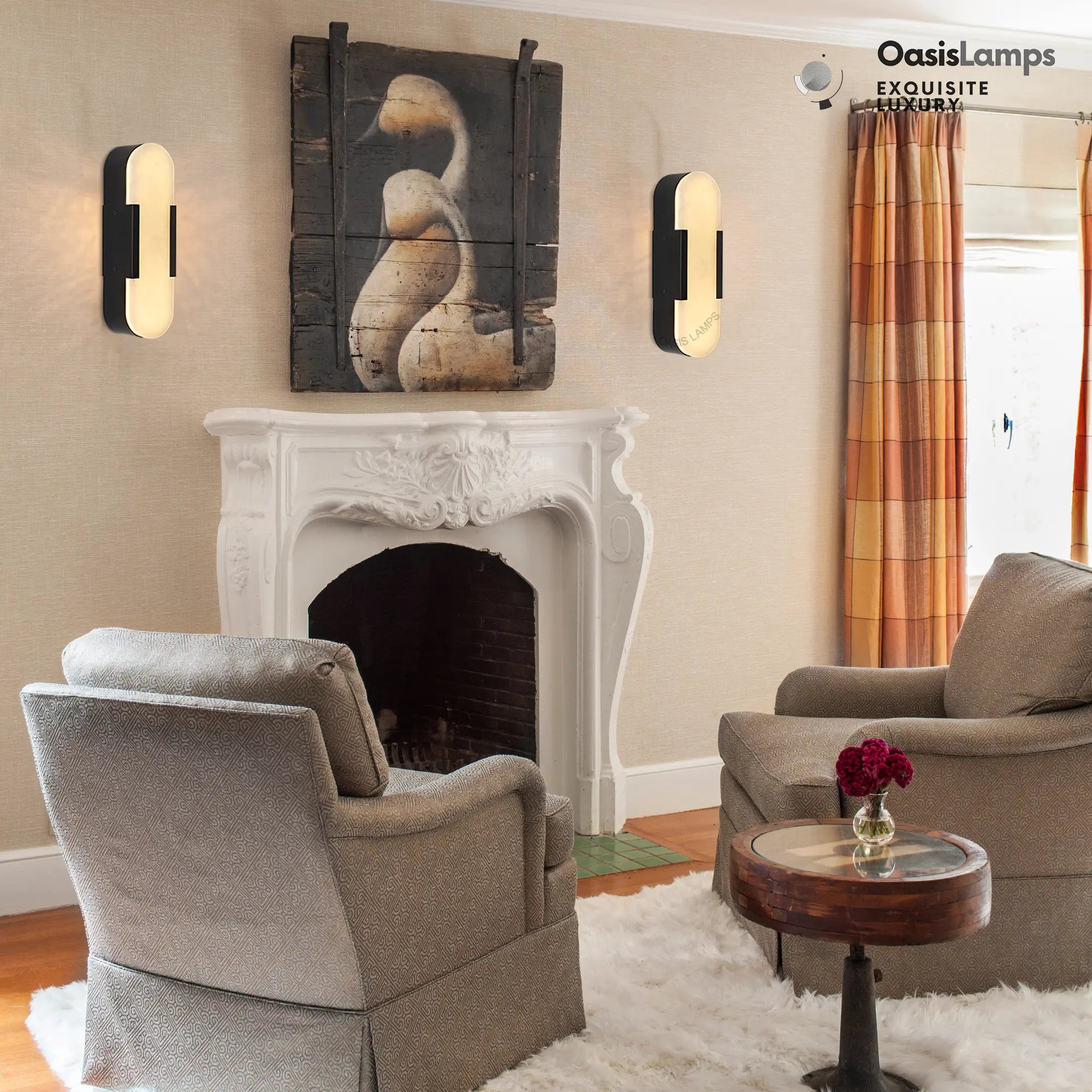 OpalEdge Alabaster Wall Sconces 13.8" 20"H#Color_black