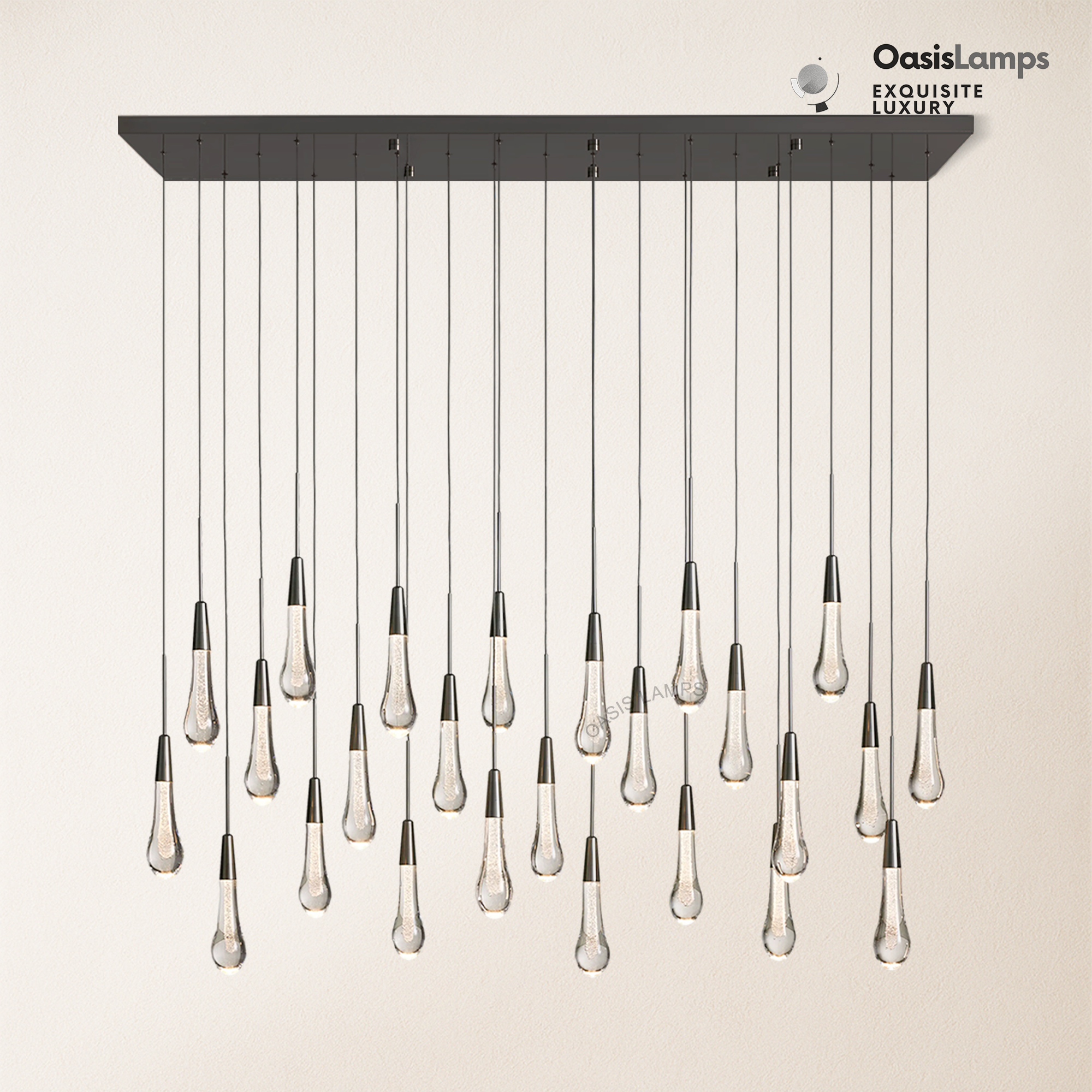 Elara Solitaires Linear Crystal Chandelier 37'' 50'' 70'' 87" 120"W#color_bronze,size_50"-25 lights