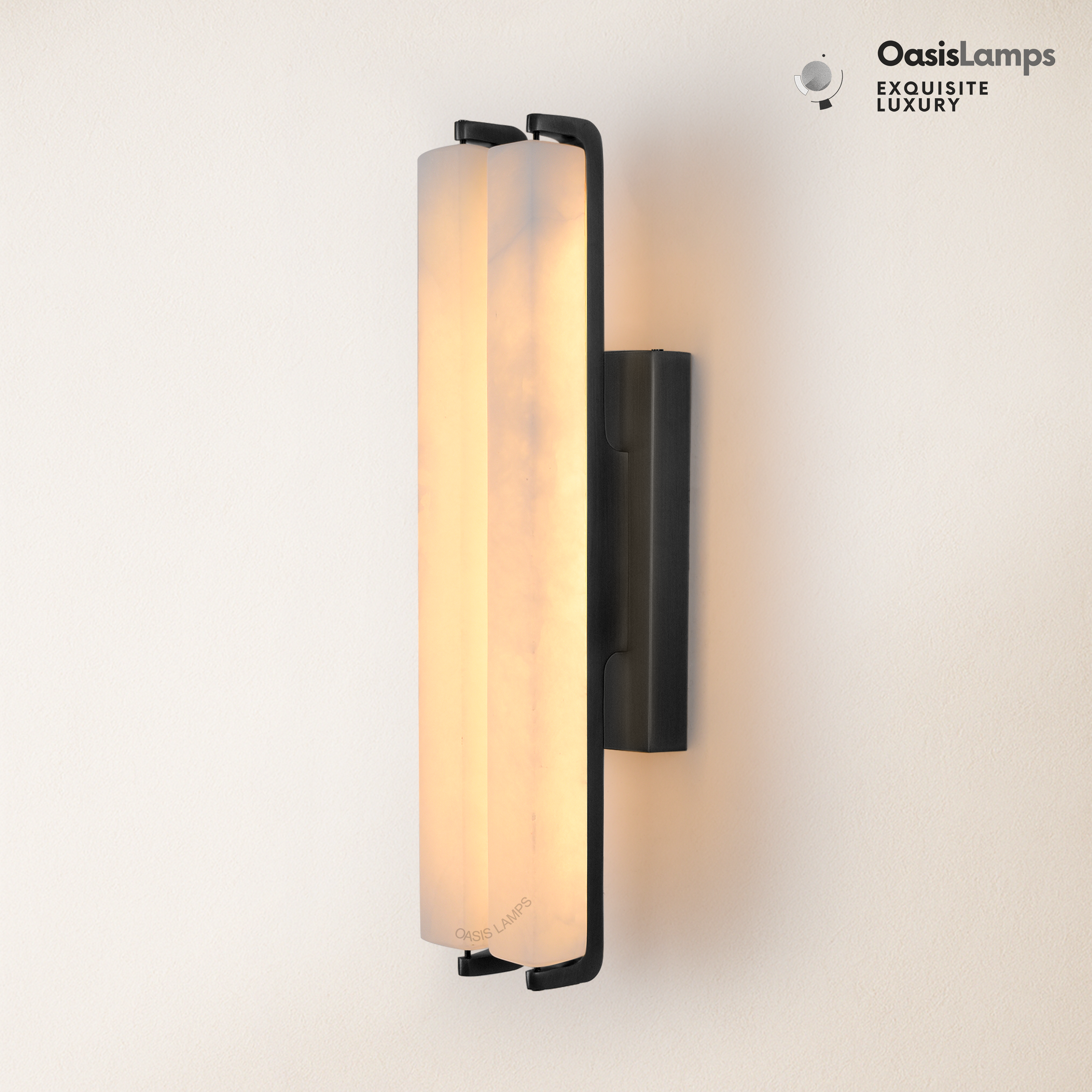 Clara Glow Alabaster Wall Sconce 19"#color_black,style_double