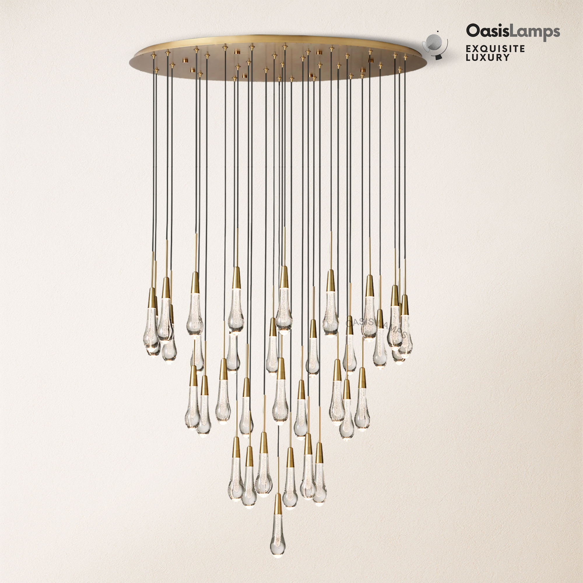 Elara Solitaires Round Crystal Chandelier 17'' 24'' 36'' 40'' 58''D#color_brass,size_36"-34 lights