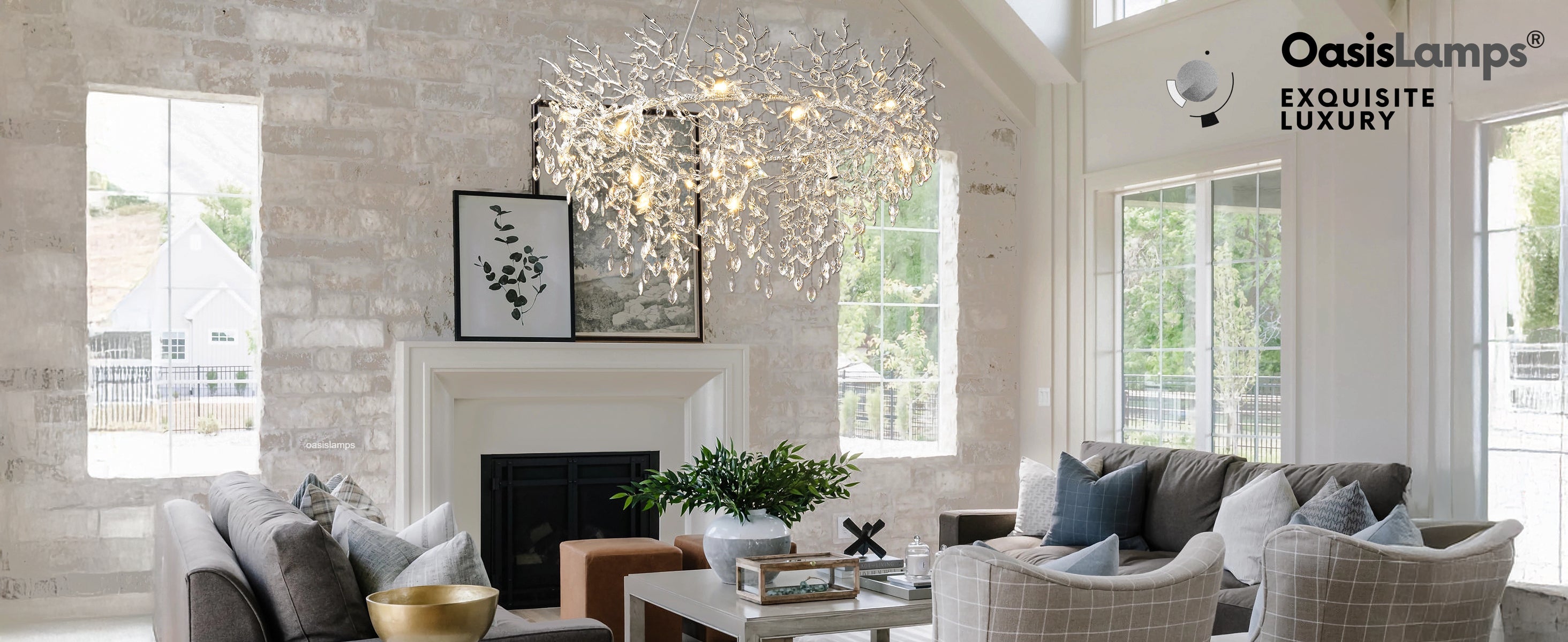 Frostleaf Branch Halo Chandelier 48"D#color_Silver