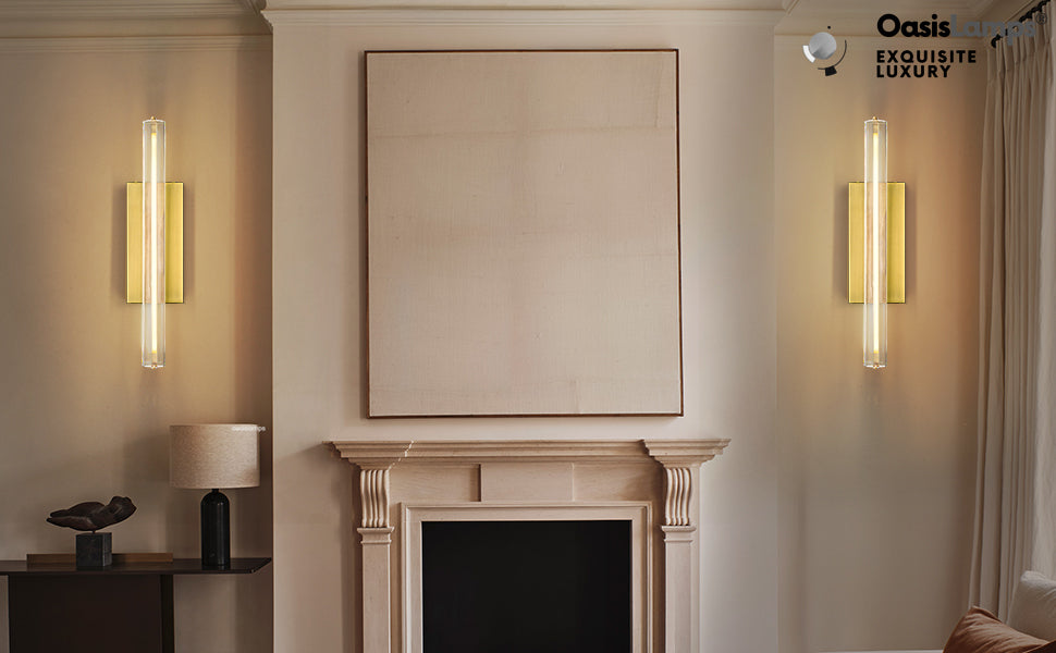 Clara Glow Crystal Wall Sconce 19"#color_brass,style_single crystal