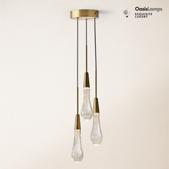 Elara Solitaires Round Crystal Pendant-3 lights 5 lights 7 lights#color_brass,size_3 lights