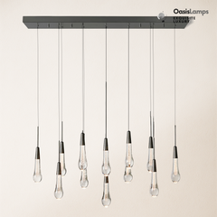 Elara Solitaires Linear Crystal Chandelier 37'' 50'' 70'' 87" 120"W#color_bronze,size_37"-12 lights