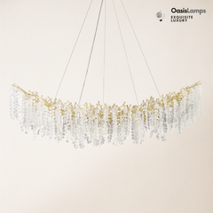 Shiro Noda Crystal Tree Branch Linear Chandelier 72"#Color_Brass,size_L-72in