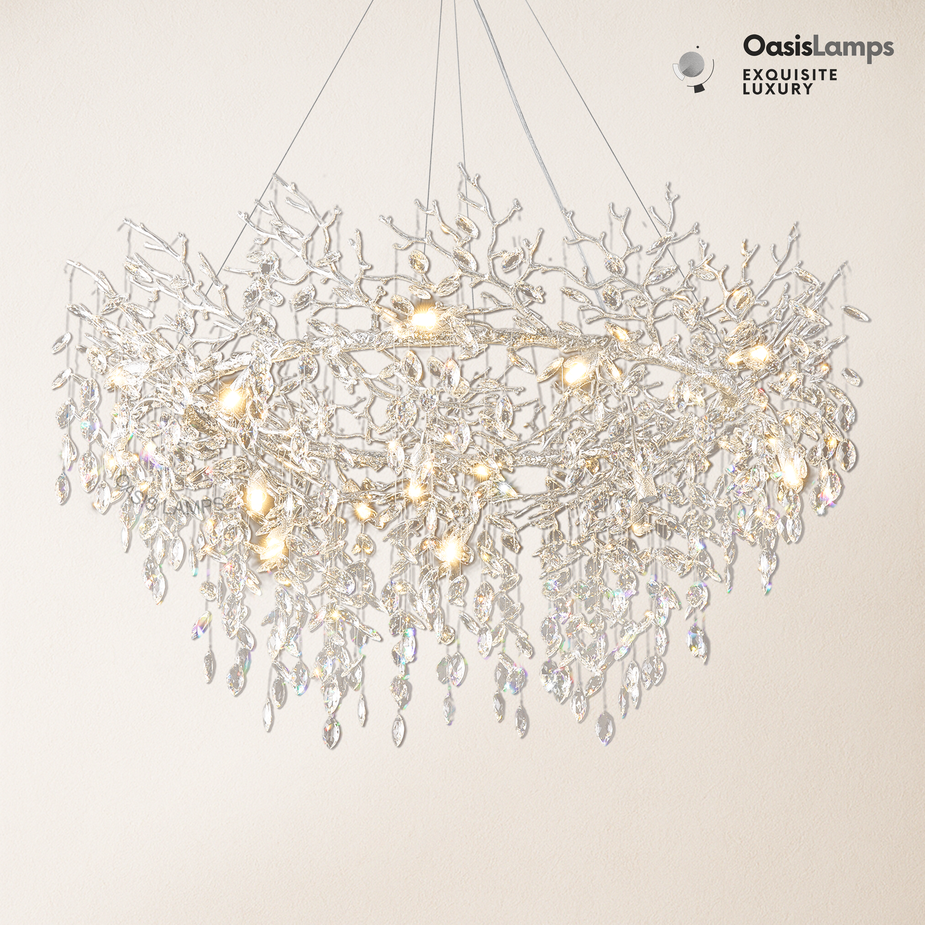 Frostleaf Branch Halo Chandelier 48"D#Color_Silver