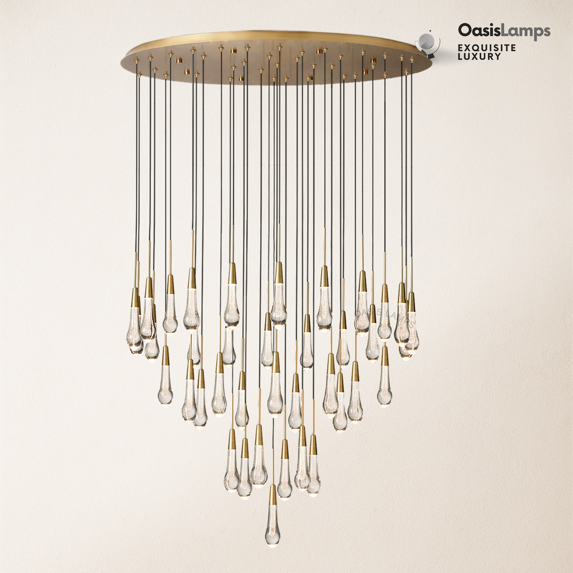 Elara Solitaires Round Crystal Chandelier 17'' 24'' 36'' 40'' 58''D#color_brass,size_40"-40 lights