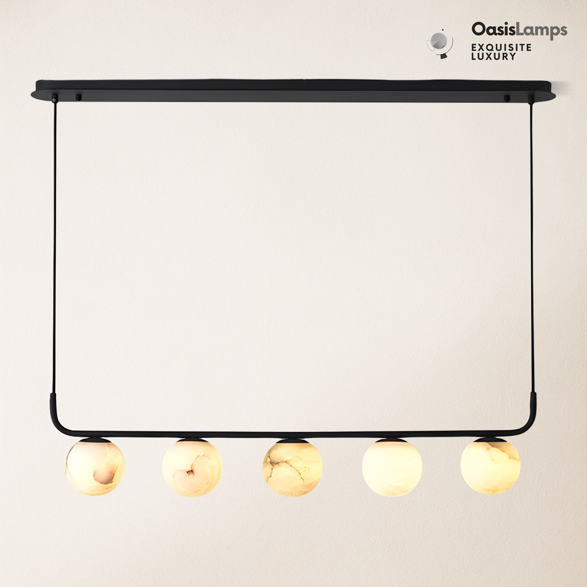 Nami Alabaster Global Island Round Chandelier 5 Lights