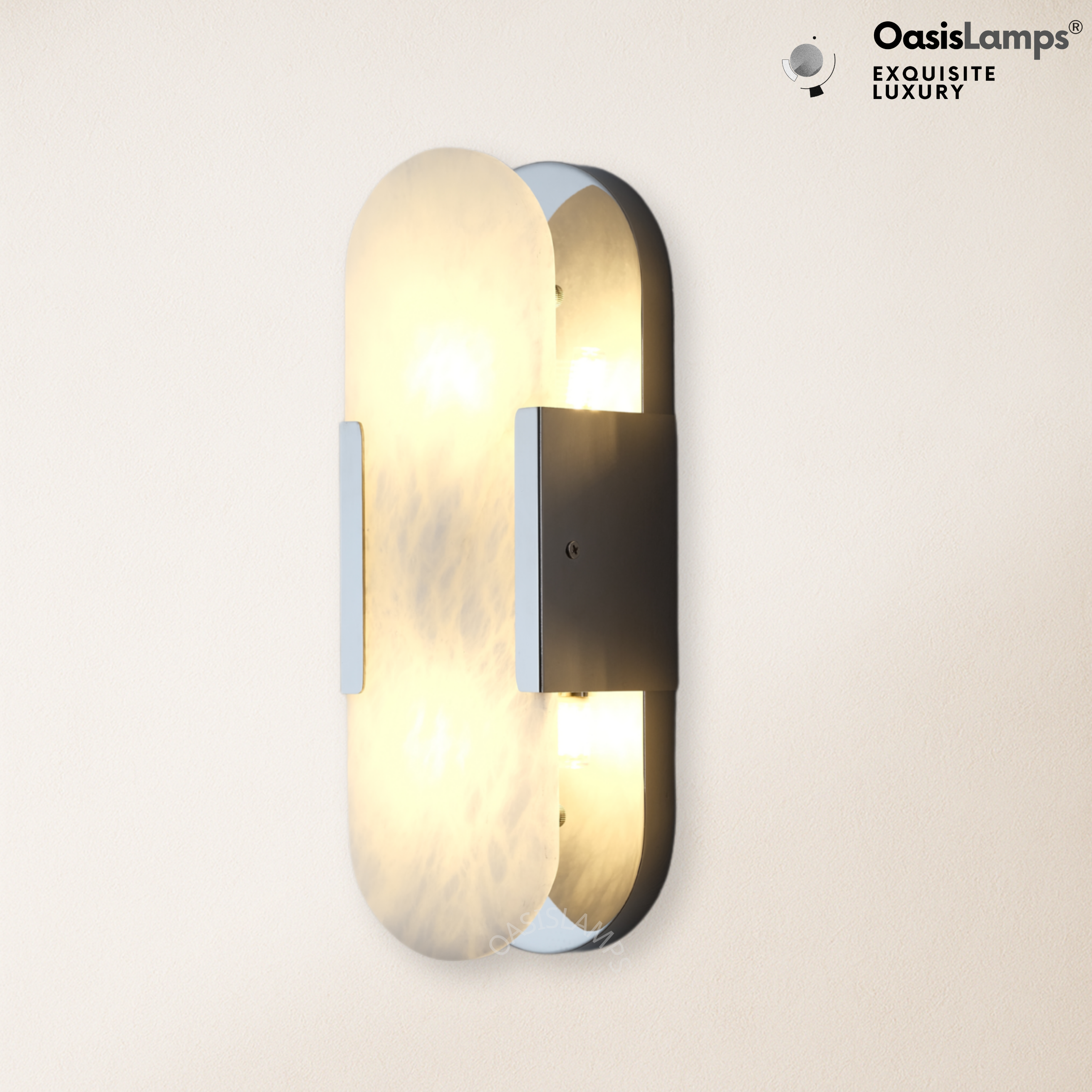 OpalEdge Oval Alabaster Wall Sconces 13.8" 19.7"H#Color_silver,size_13.8" H-1 Pack