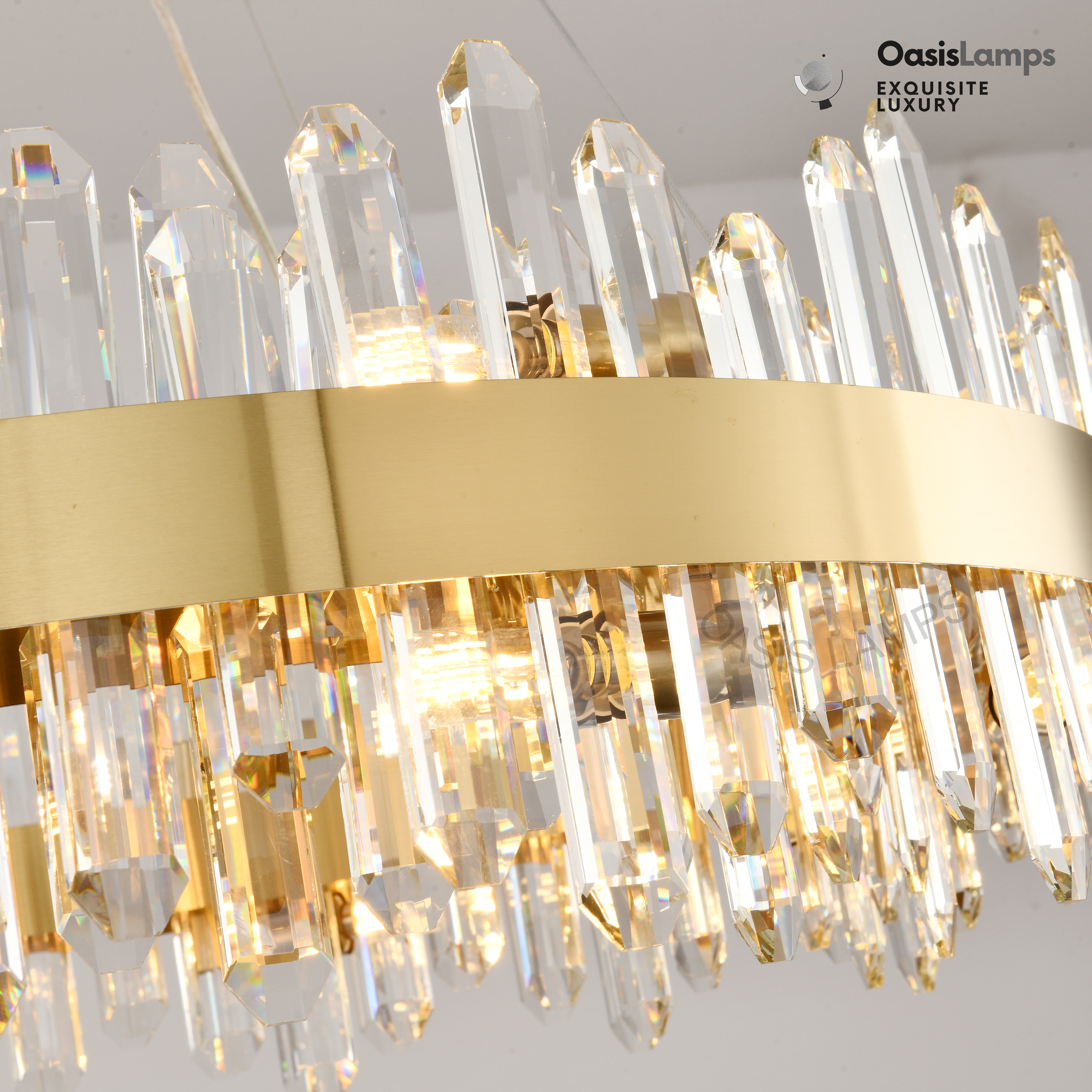 Stellara Crystal Strip Round Halo Chandelier 24" 32" 40"D