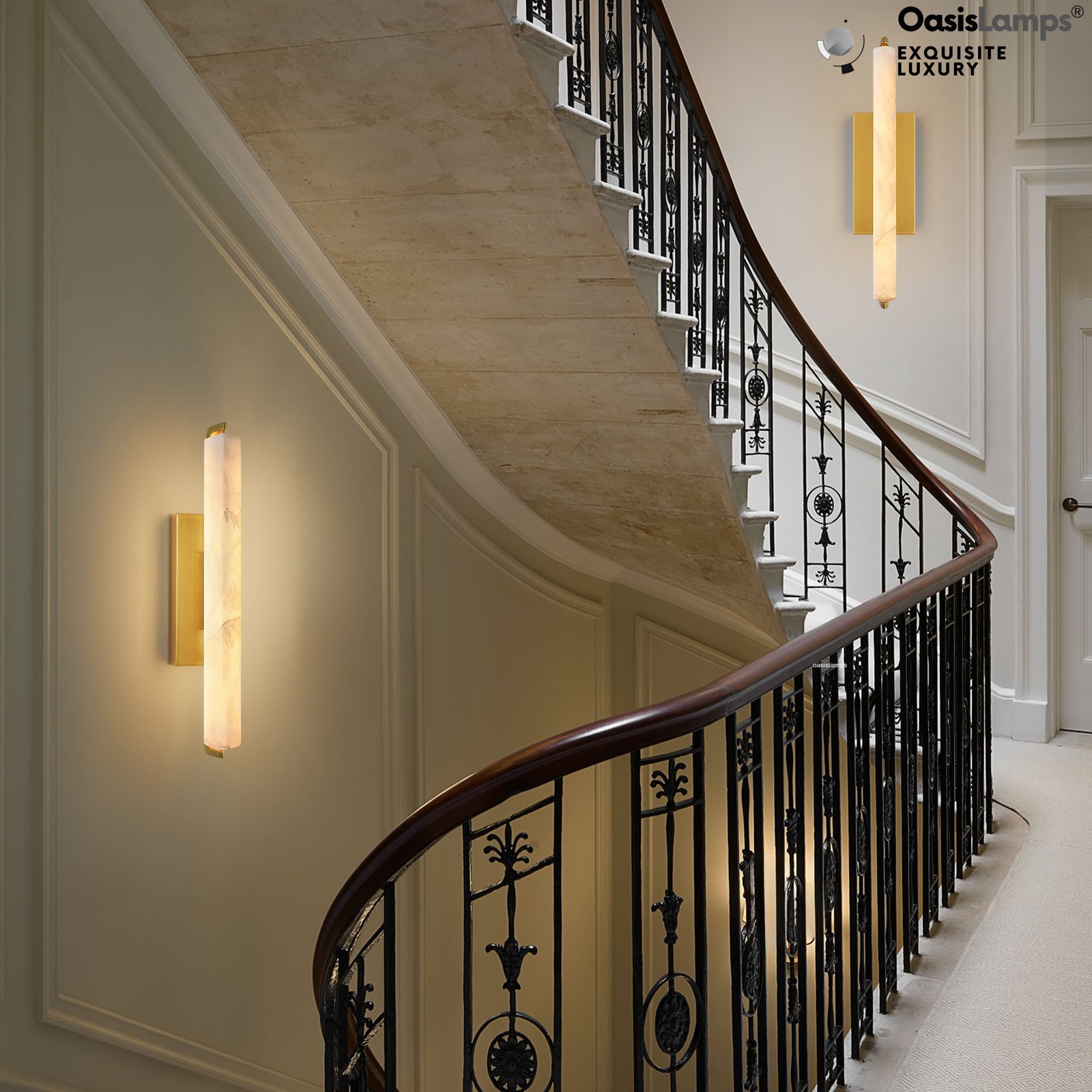 Clara Glow Alabaster Wall Sconce 19"#color_brass,style_single