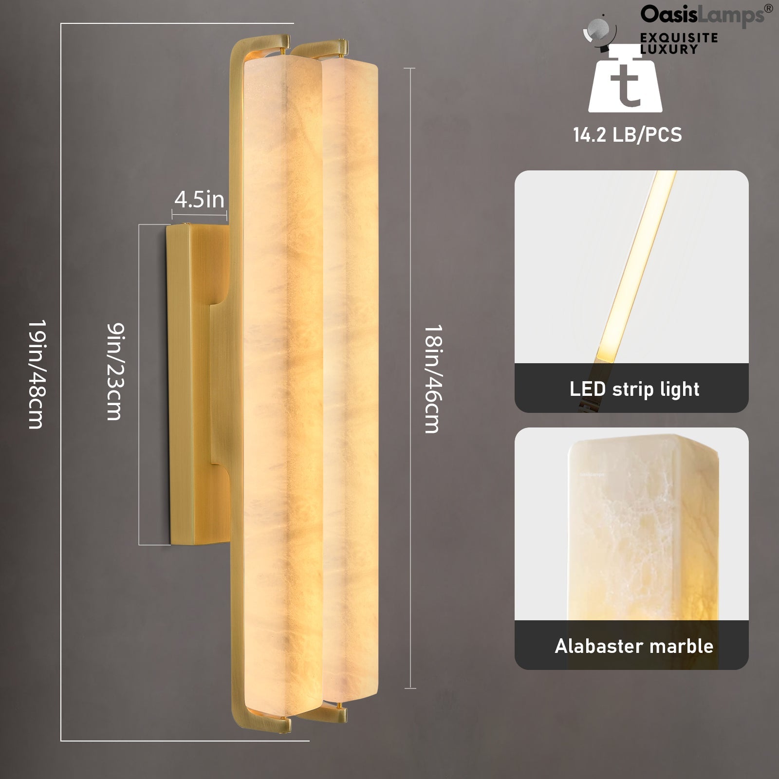 Clara Glow Alabaster Wall Sconce 19"#color_brass,style_double
