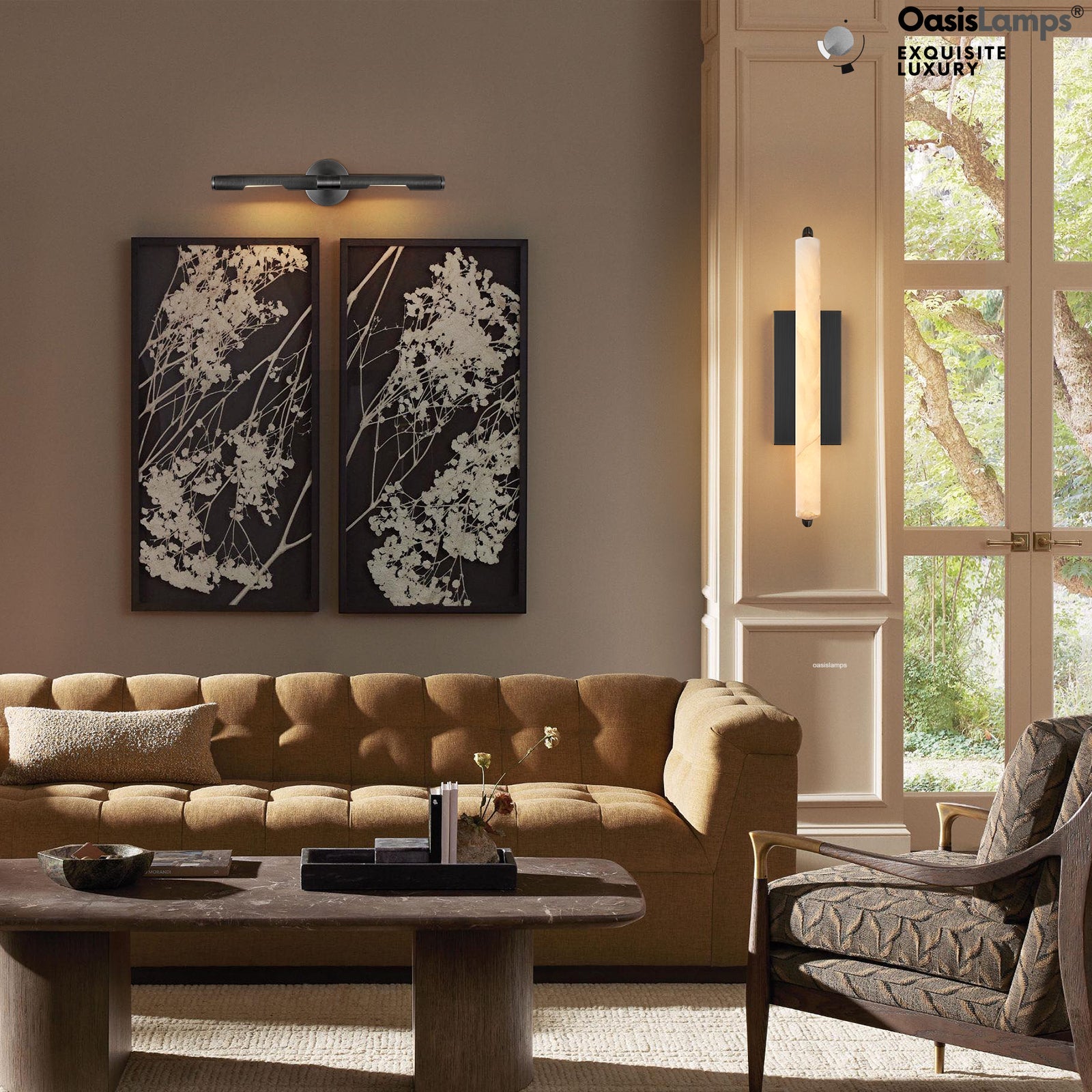 Clara Glow Alabaster Wall Sconce 19"#color_black,style_single