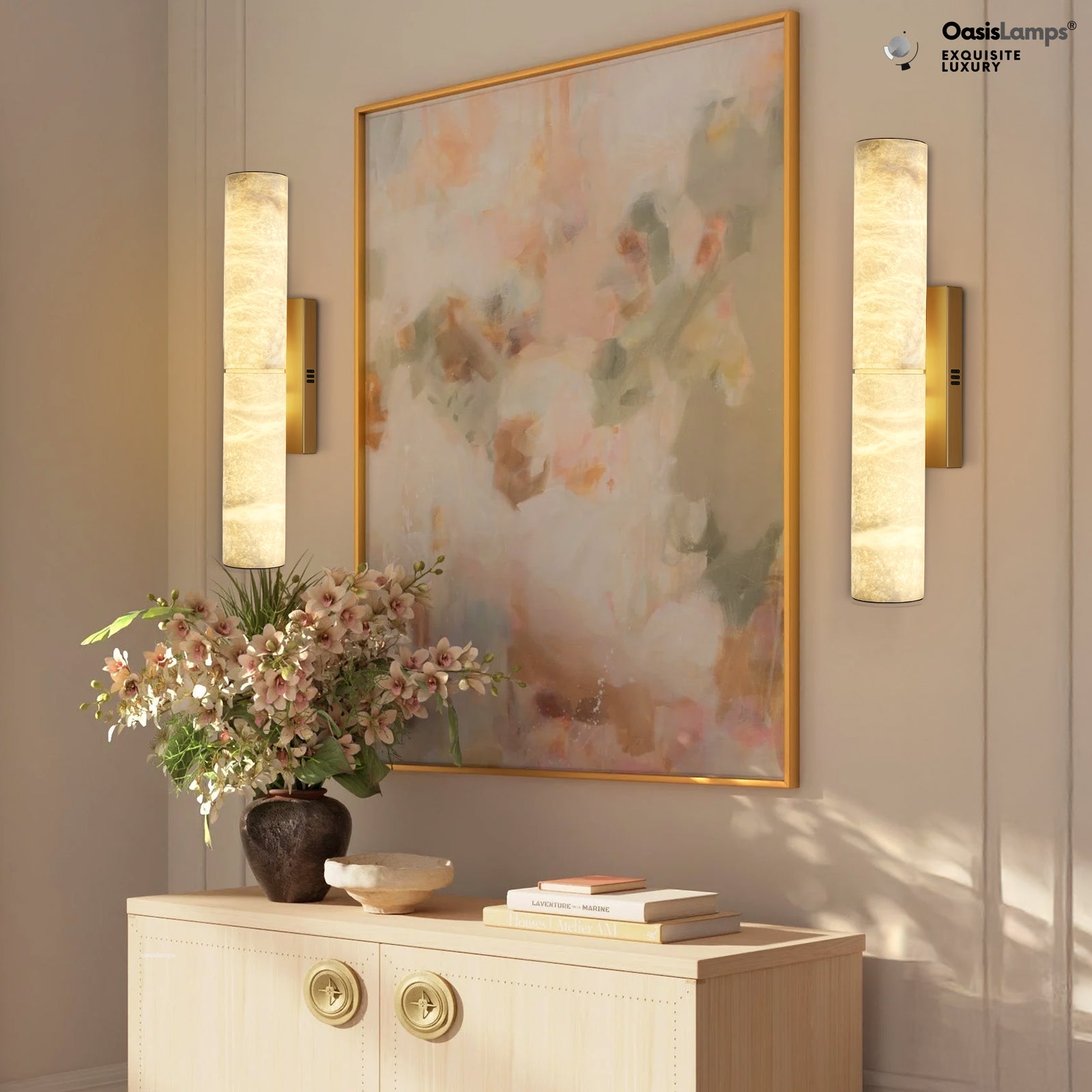 Sylvia Palladian Alabaster Wall Sconce 20" 36"H#size_20",finish_brass