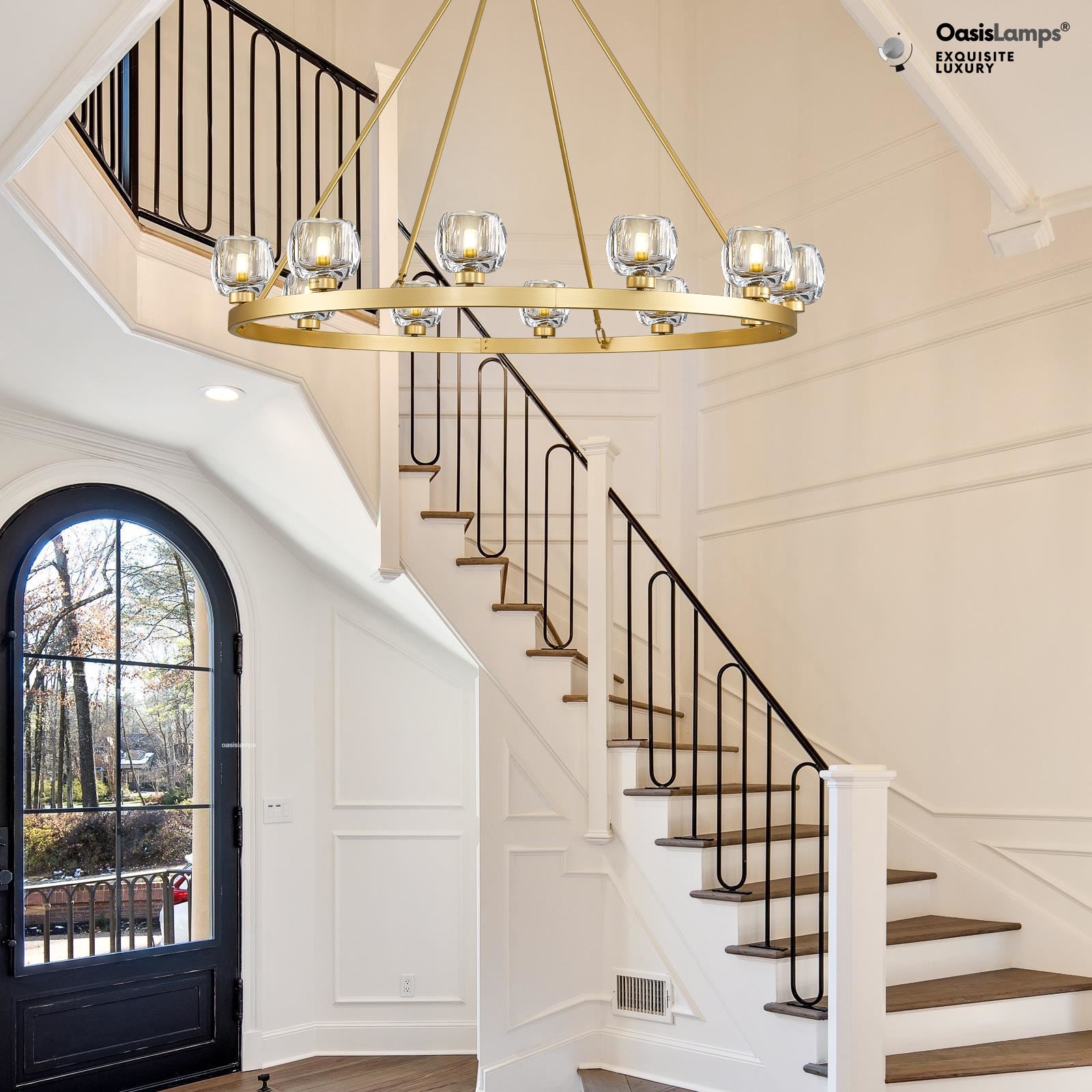 Vellum Round Chandelier 24" 36" 48" 59"D#size_48"-round,color_brass