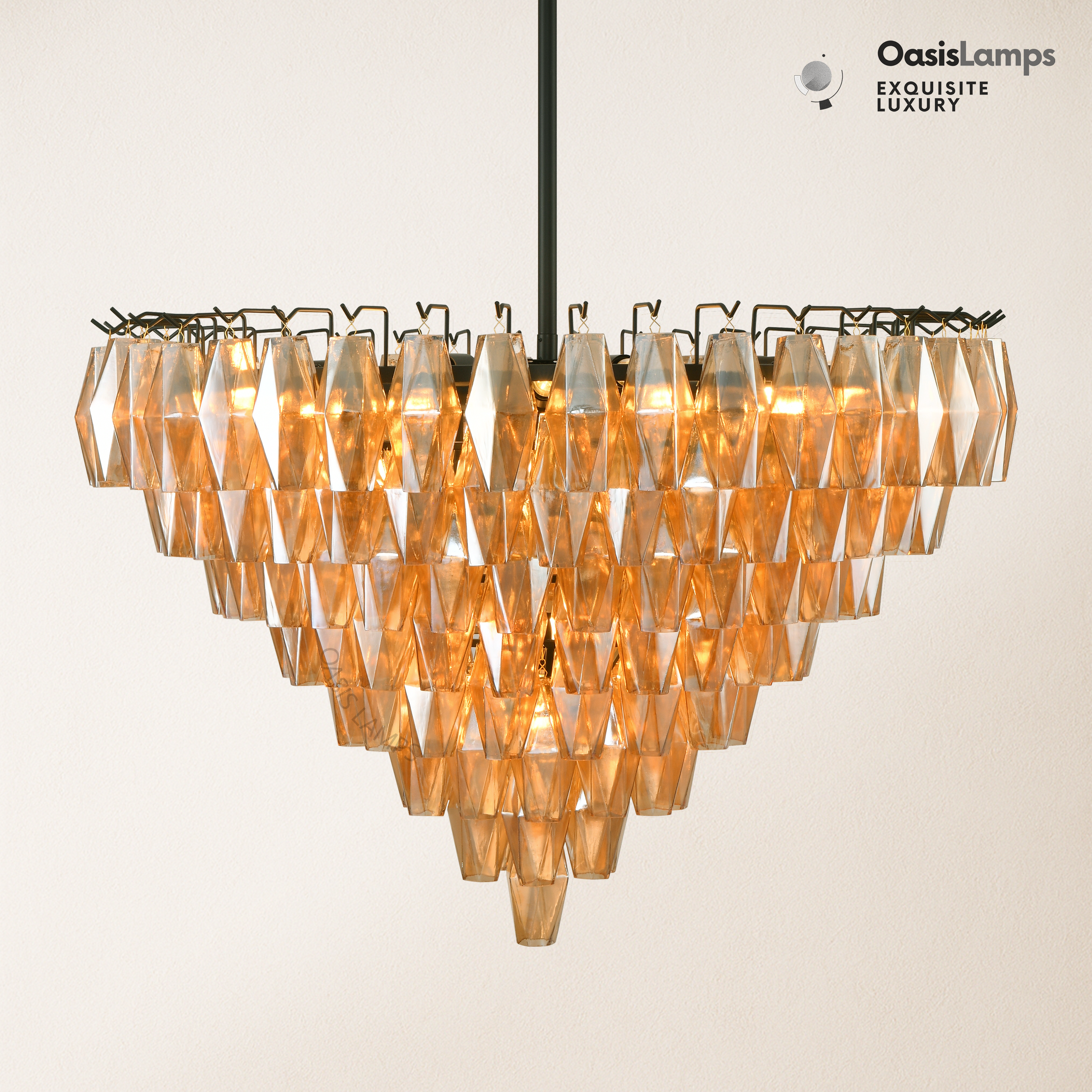 Celestial Drop Crystal Glass Chandelier 36"#color_black