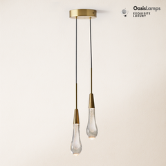 Elara Solitaires Crystal Pendant 2'' 1 light 2 lights#color_brass,size_2 lights
