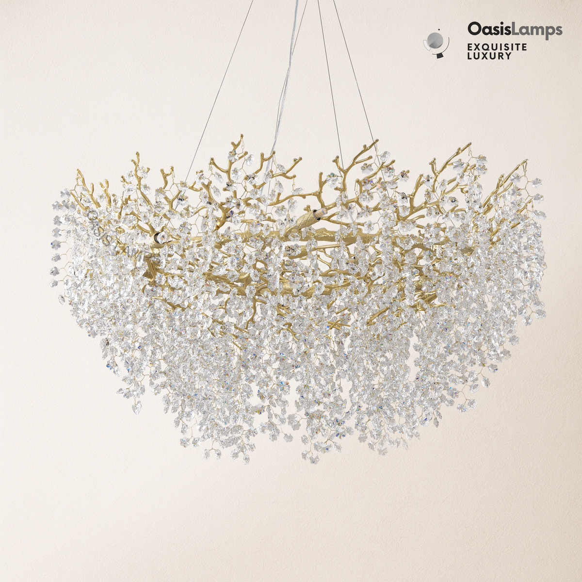 Lustre Branches Halo Chandelier 48"#color_gold