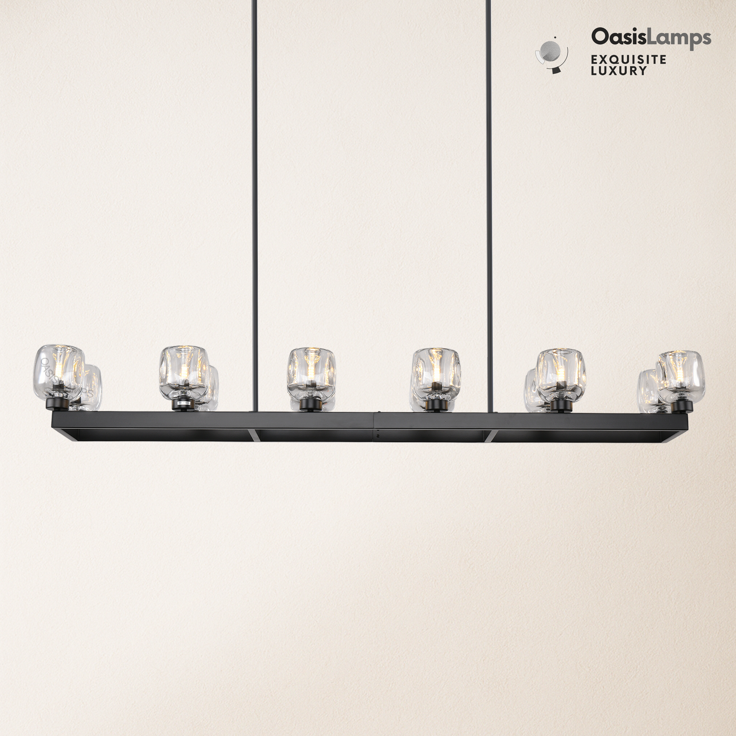 Vellum Rectangular Chandelier 59" 68"L#color_Black,size_59"-Rectangular