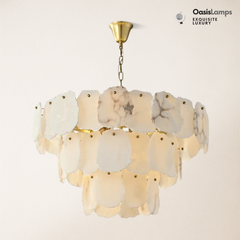 Moira Luxury Alabaster Brass Chandelier