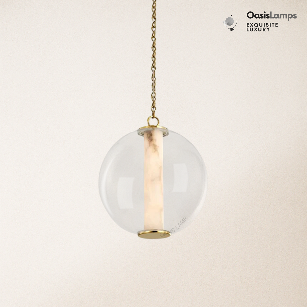 Auroba Alabaster Tube Glass Globe Pendant