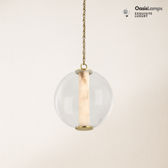 Auroba Alabaster Tube Glass Globe Pendant