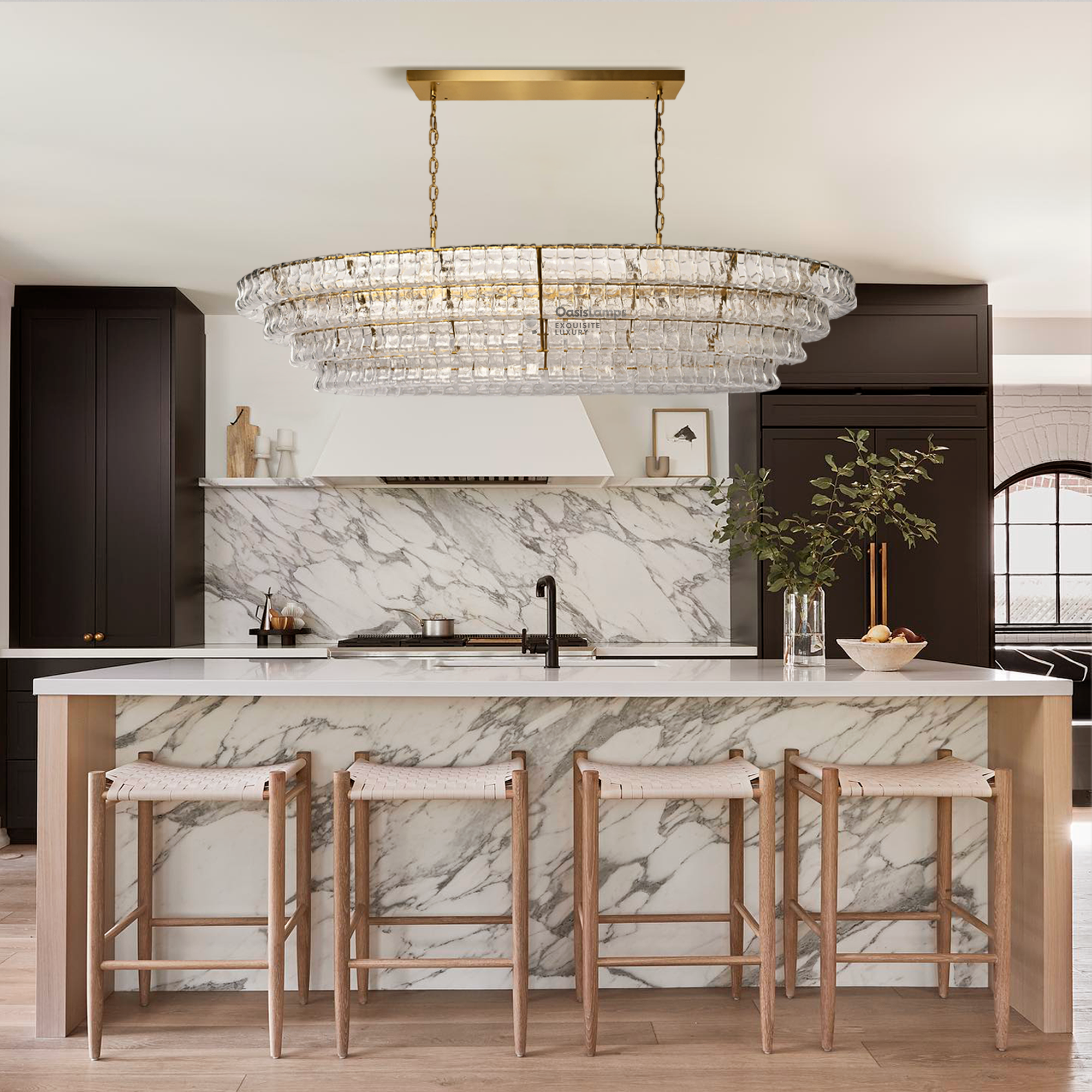 Ghiacci Oval Glass Chandelier 54'' 65''W