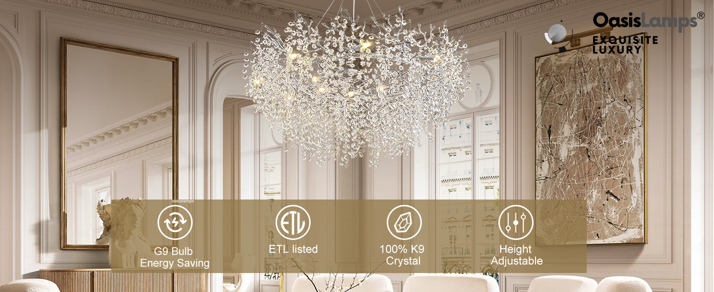 Lustre Branches Halo Chandelier 48"#Color_Silver