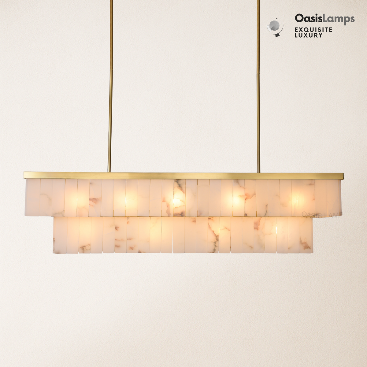 Solmare Alabaster Rectangular Chandelier 54"