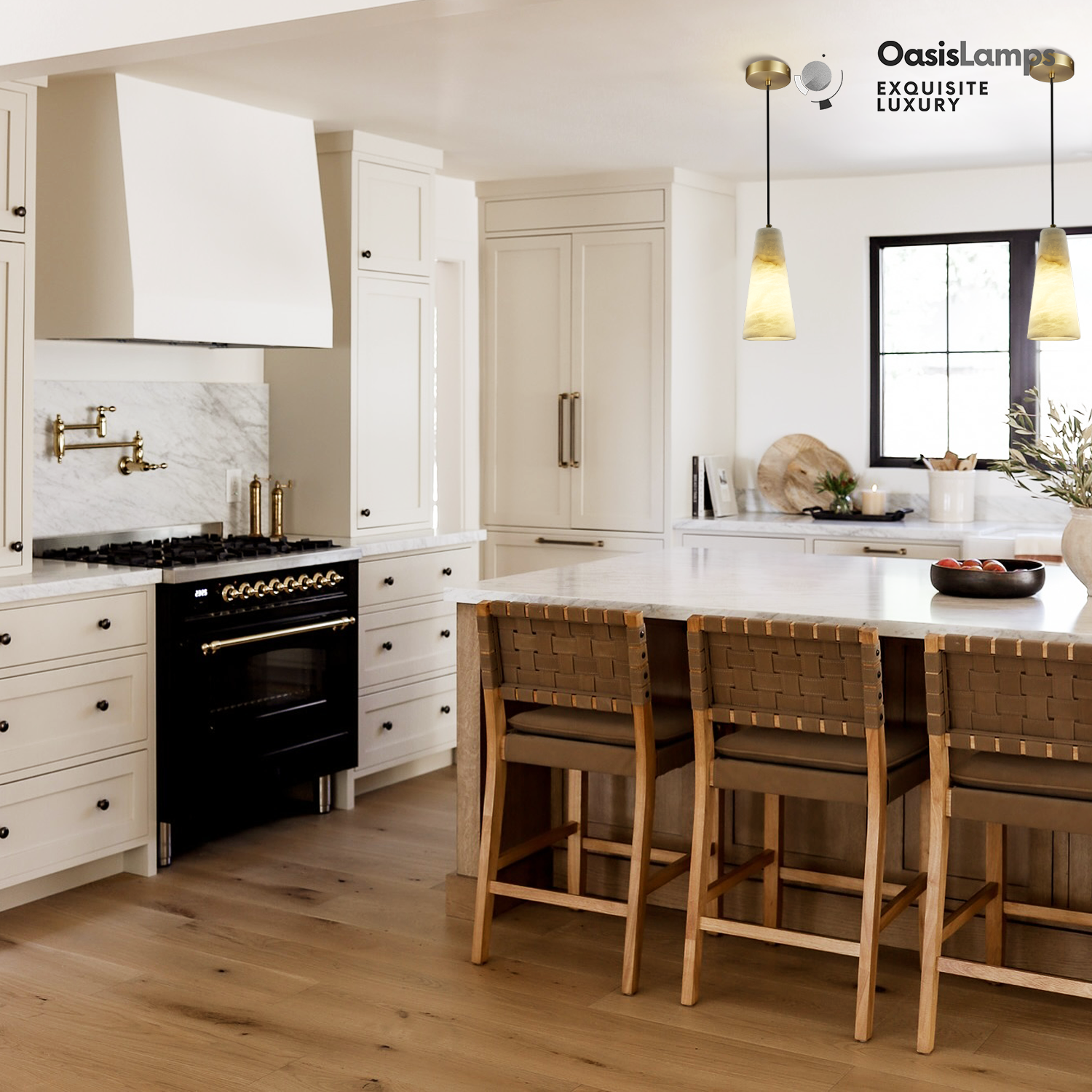 Capus Conical Alabaster Pendant#color_brass