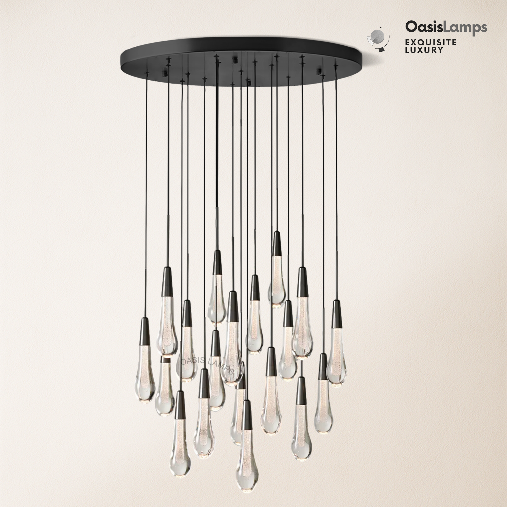 Elara Solitaires Round Crystal Chandelier 17'' 24'' 36'' 40'' 58''D#color_bronze,size_24"-19 lights